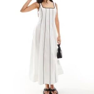 RIHOAS Black and White Halter Maxi Sundress‎
